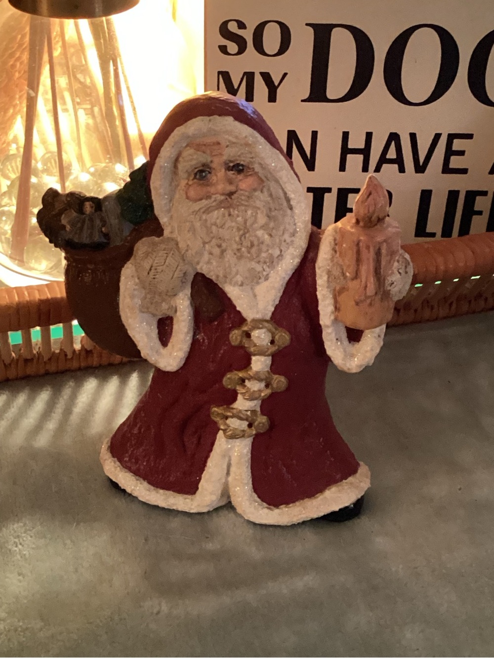 Vintage Ceramic Red Santa Figurine Christmas Decoration